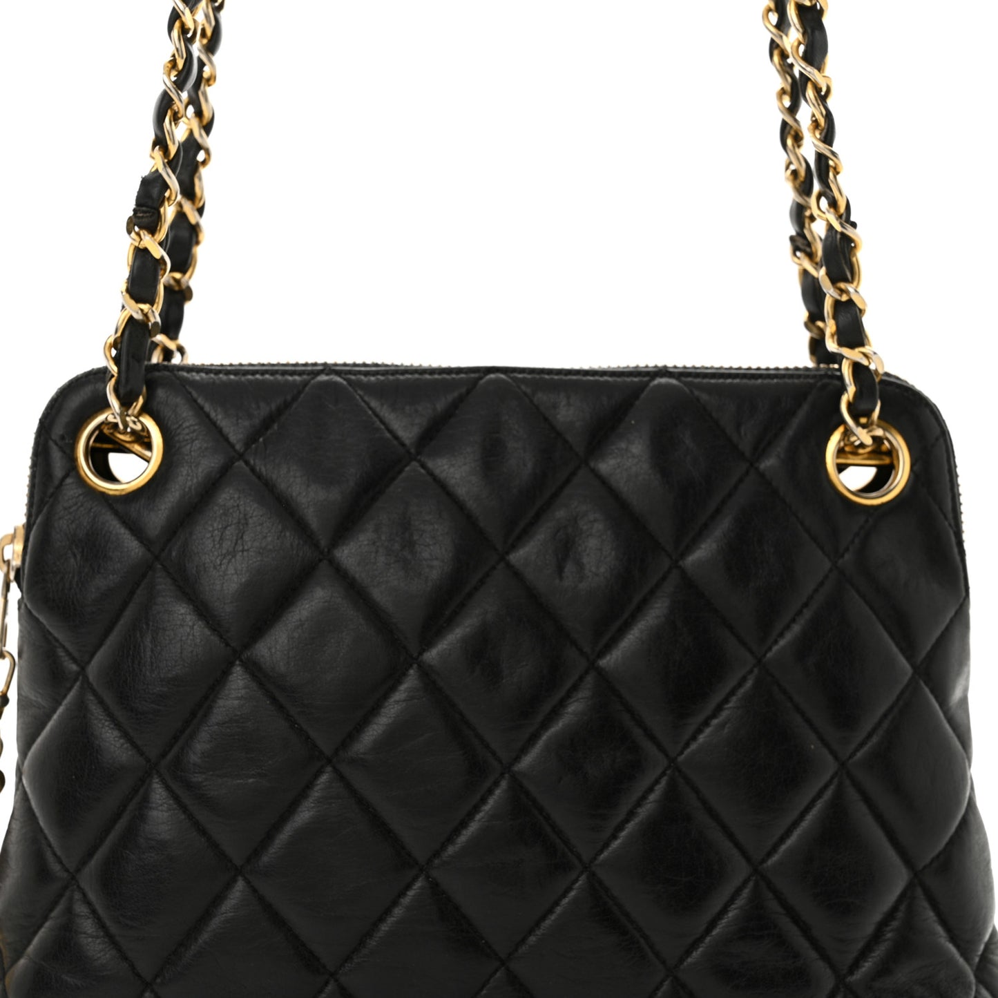 Lambskin Quilted Shoulder Bag Black
