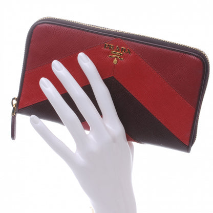 Prada Saffiano Chevron Zip Around Wallet Rubino 2 of 9