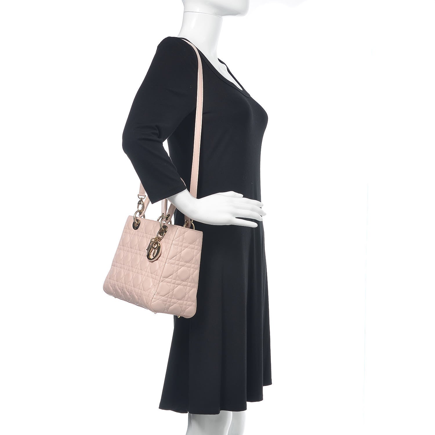 Christian Dior Lambskin Cannage Medium Lady Dior Light Pink 2 of 13