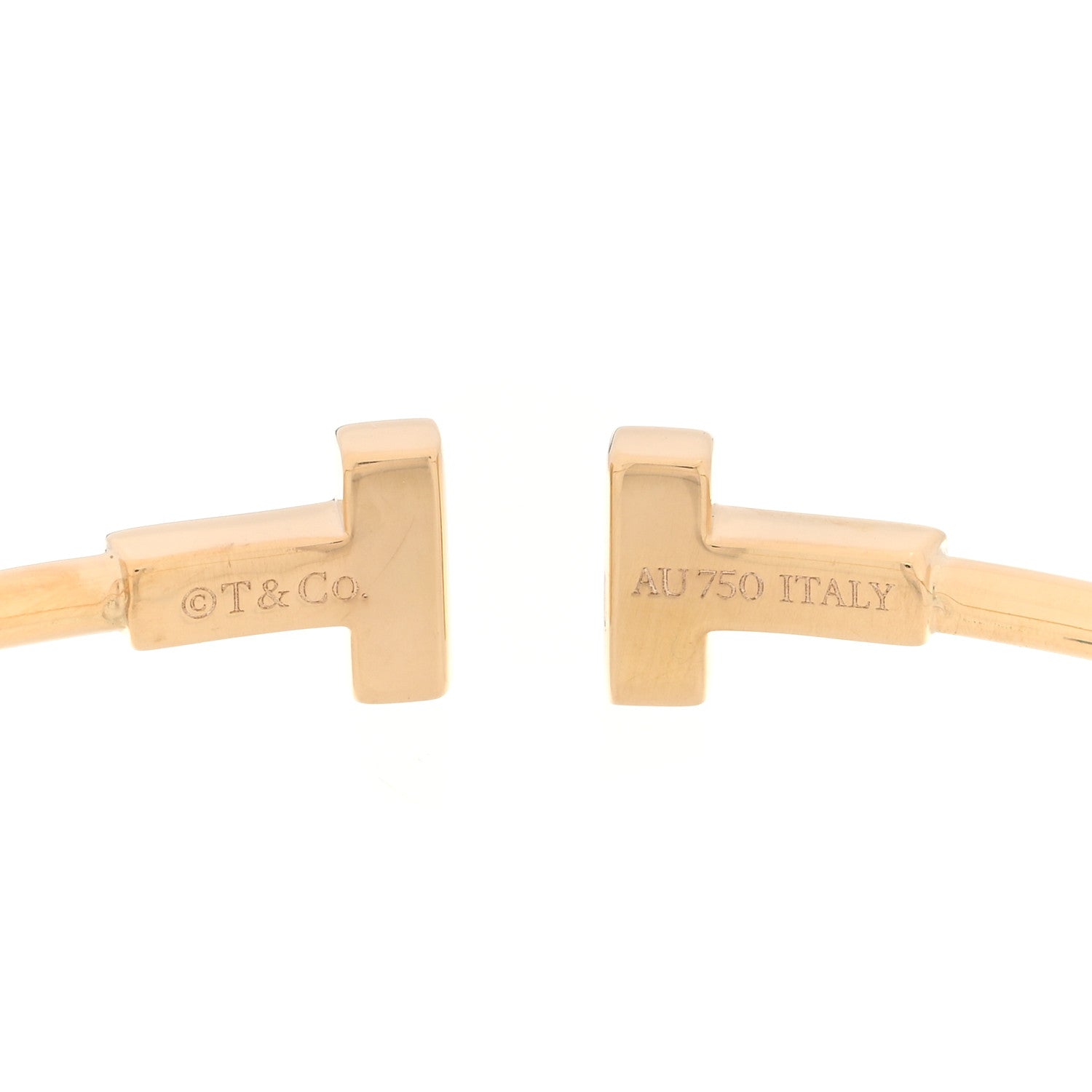 Tiffany 18K Yellow Gold Narrow T Wire Bracelet 3 of 4