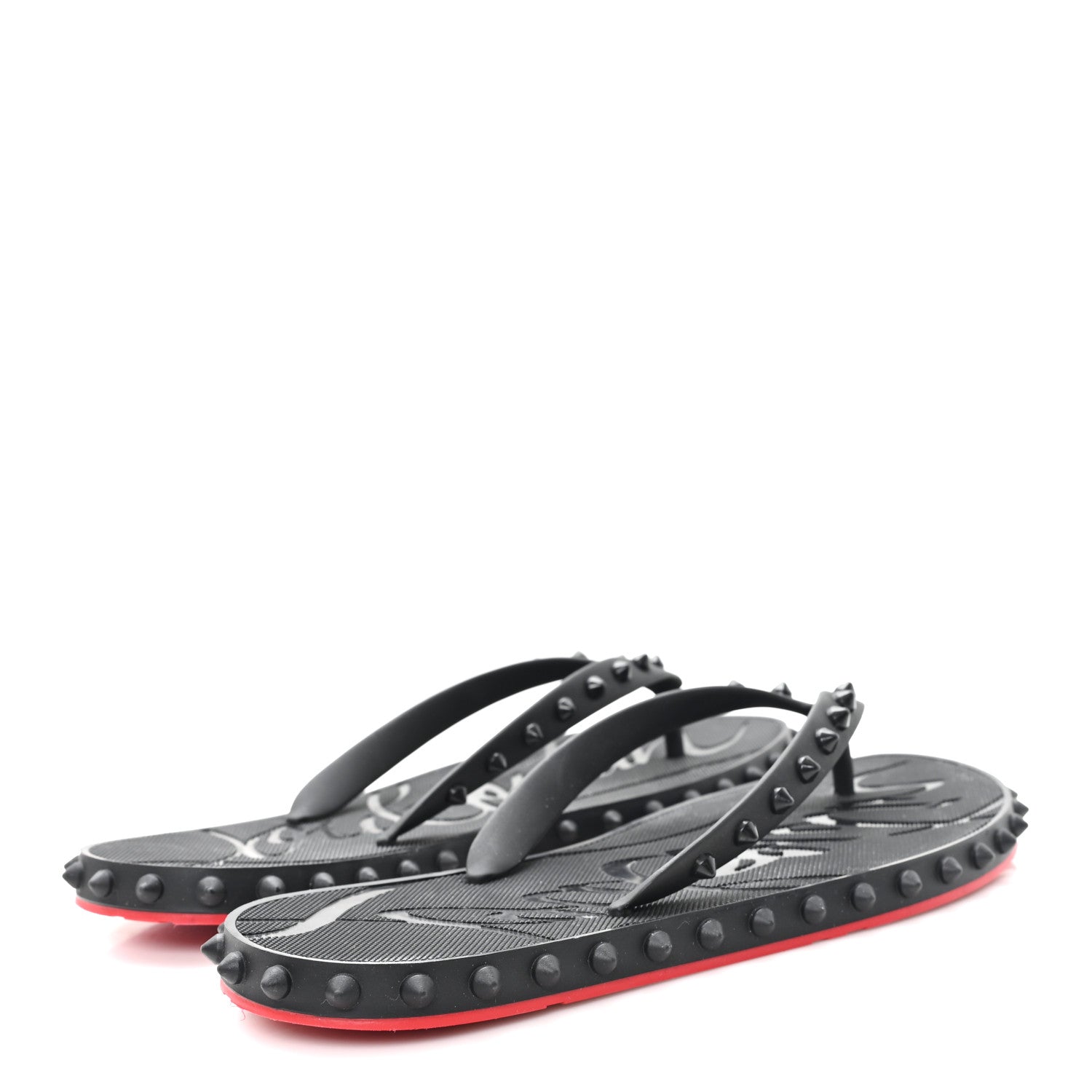 Christian Louboutin Rubber Spike Loubi Donna Flip Flop 39 Black 5 of 7