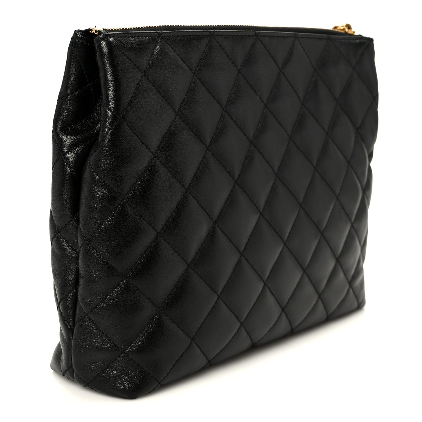 Lambskin Quilted Cassandre Cosmetic Pouch Black