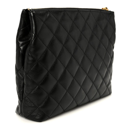 Saint Laurent Lambskin Quilted Cassandre Cosmetic Pouch Black 3 of 11