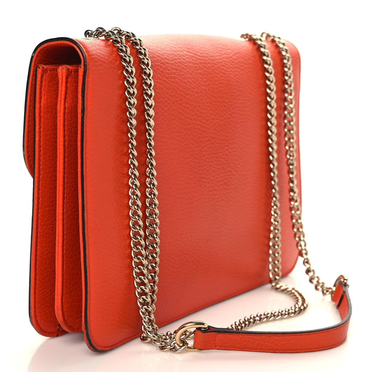 Dollar Calfskin Interlocking G Shoulder Bag Sun Orange