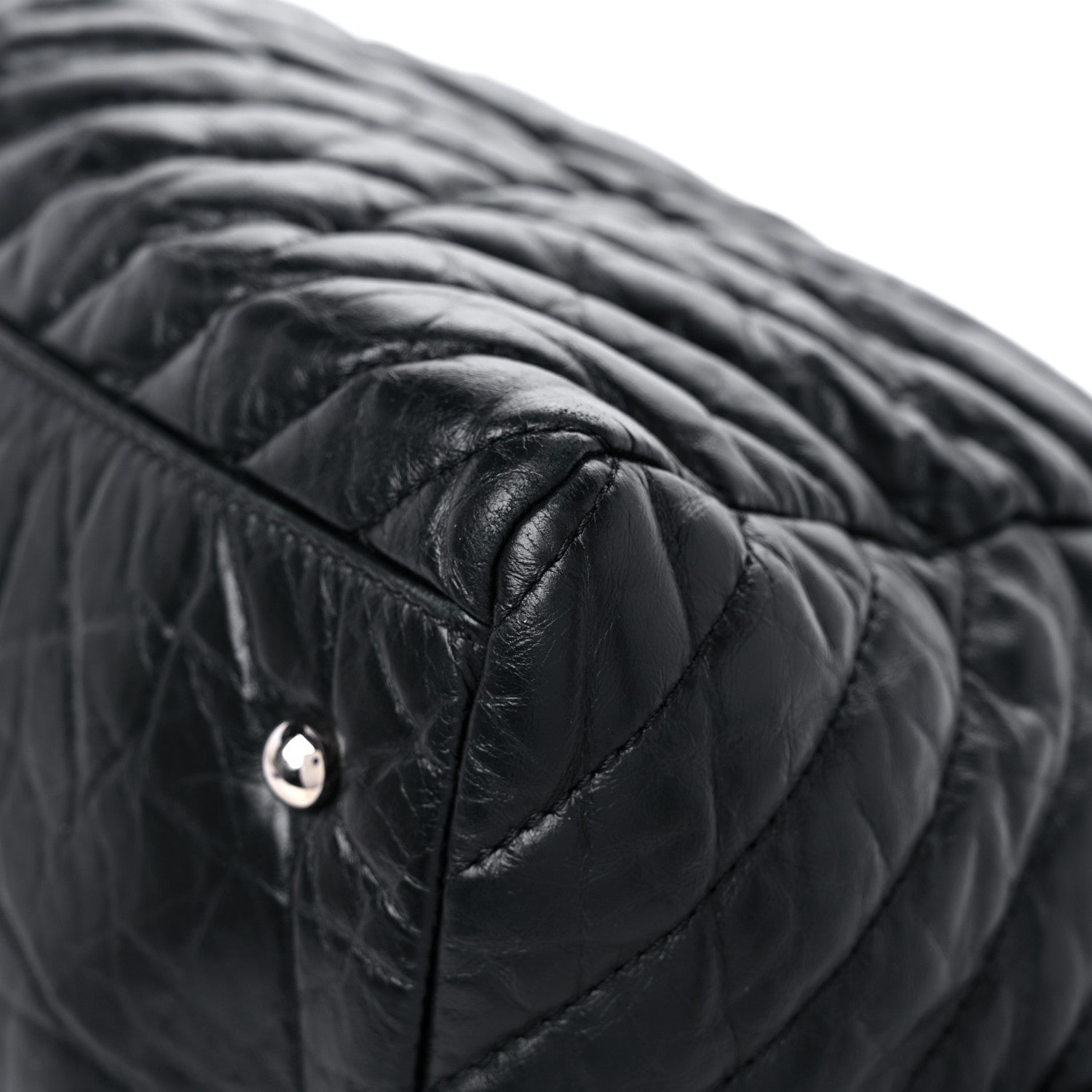 Chanel Aged Calfskin Chevron Medium Soft Bowling Bag Black 9 of 18