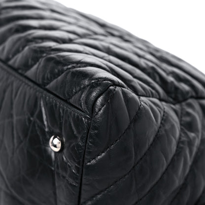 Chanel Aged Calfskin Chevron Medium Soft Bowling Bag Black 9 of 18
