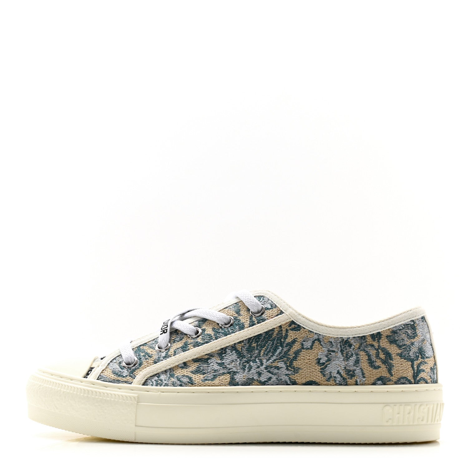 Christian Dior Brocart Lurex Embroidered Walk'N'Dior Low Top Sneakers 36 Canard 1 of 10