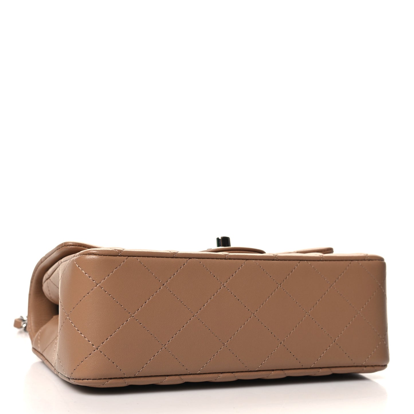 Lambskin Quilted Mini Rectangular Flap Dark Beige
