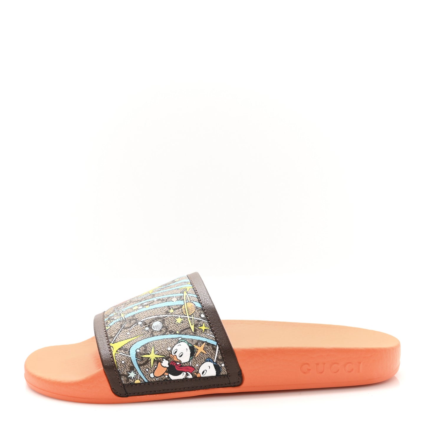 X DISNEY GG Supreme Monogram Donald Duck Womens Slide Sandals 38 Beige Ebony New Acero
