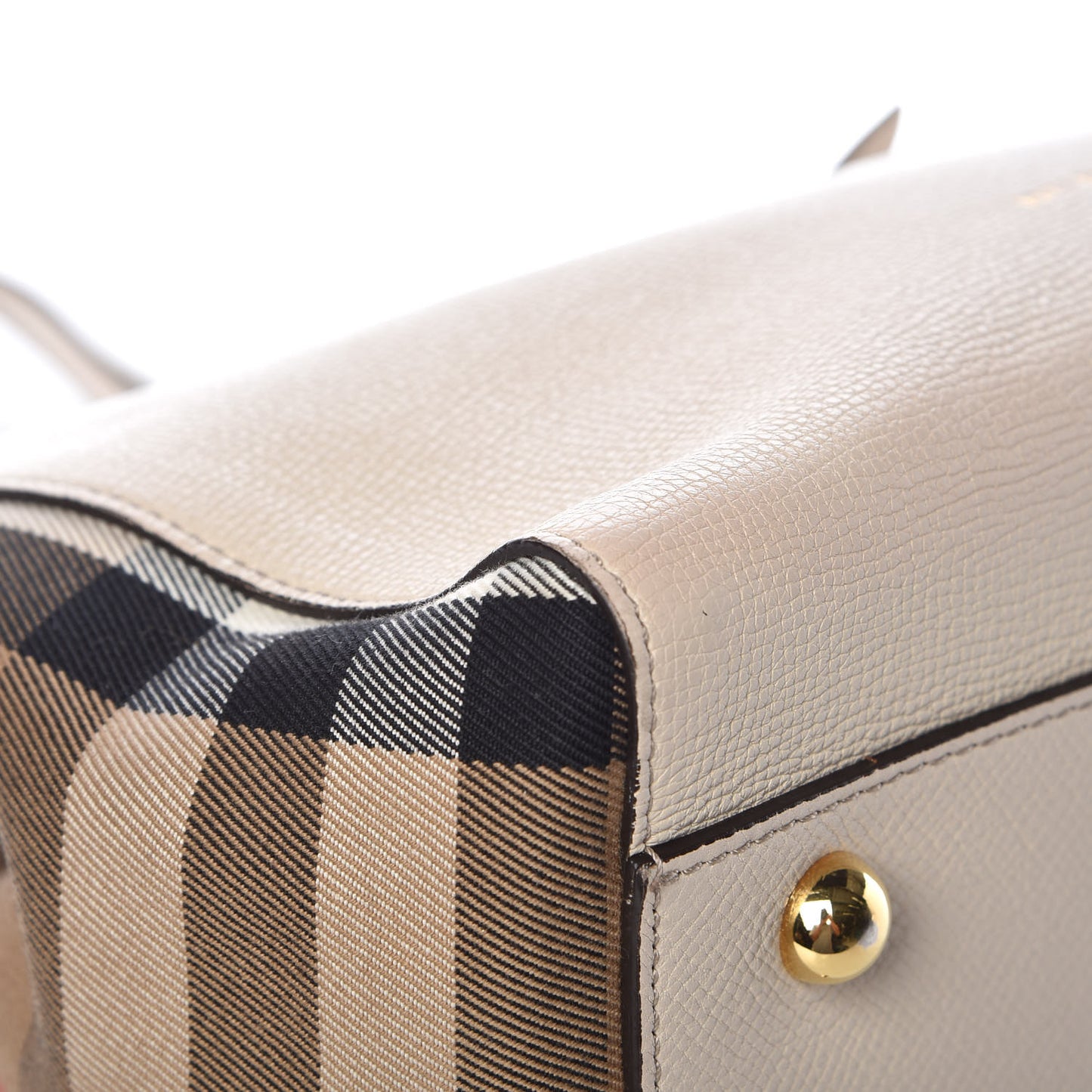 Grainy Calfskin House Check Small Canterbury Tote Limestone