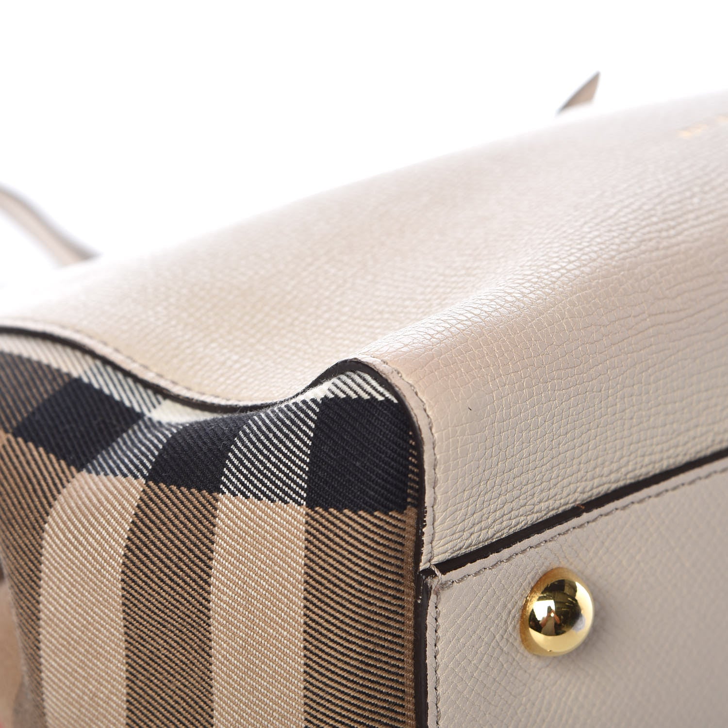 Burberry Grainy Calfskin House Check Small Canterbury Tote Limestone 10 of 13