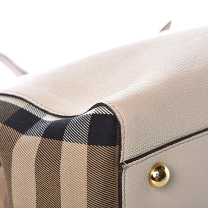 Burberry Grainy Calfskin House Check Small Canterbury Tote Limestone 10 of 13
