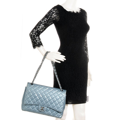 Chanel Patent Maxi Double Flap Light Blue 2 of 9