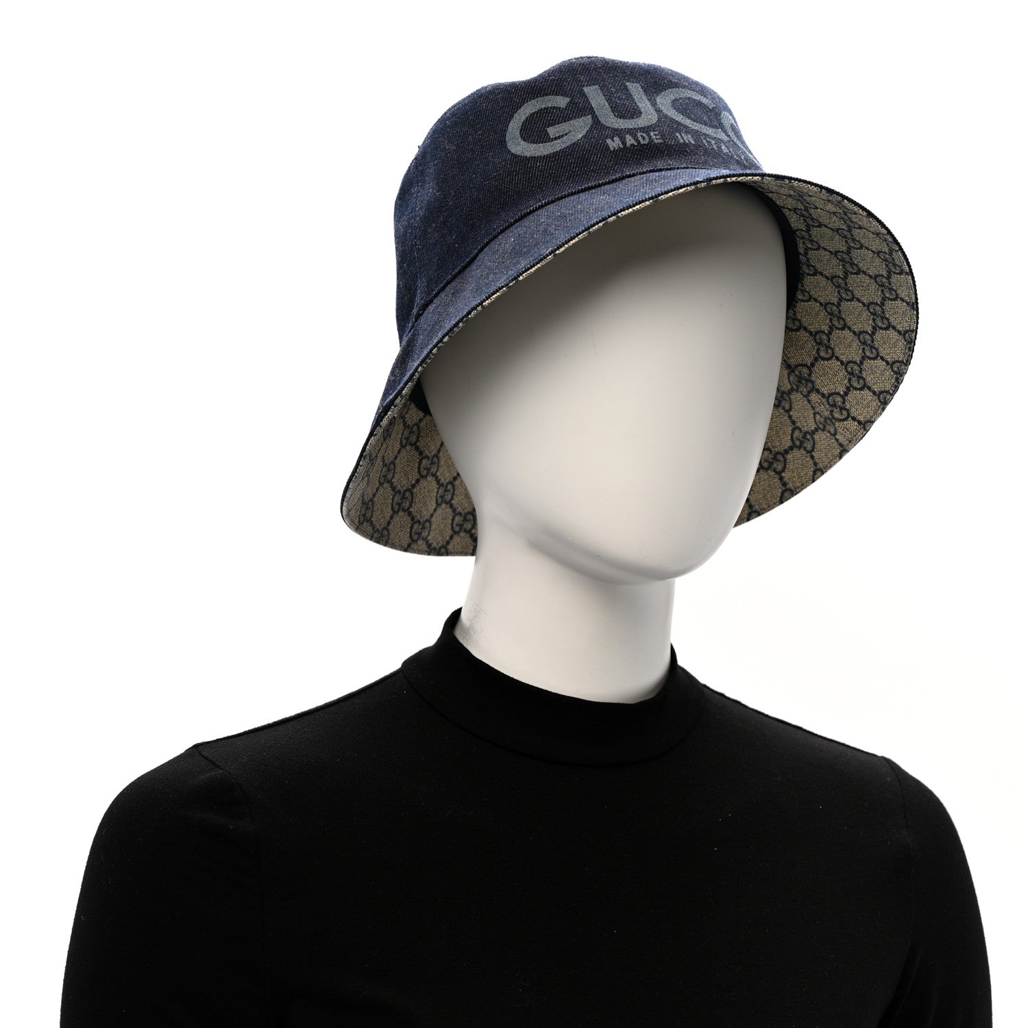 Gucci Lasered Denim GG Monogram Bucket Hat L Blue 2 of 10