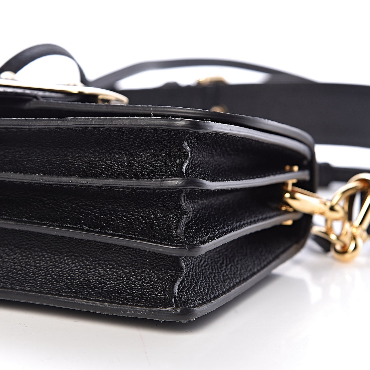 Soft Grain Calfskin Medium Buckle Crossbody Black
