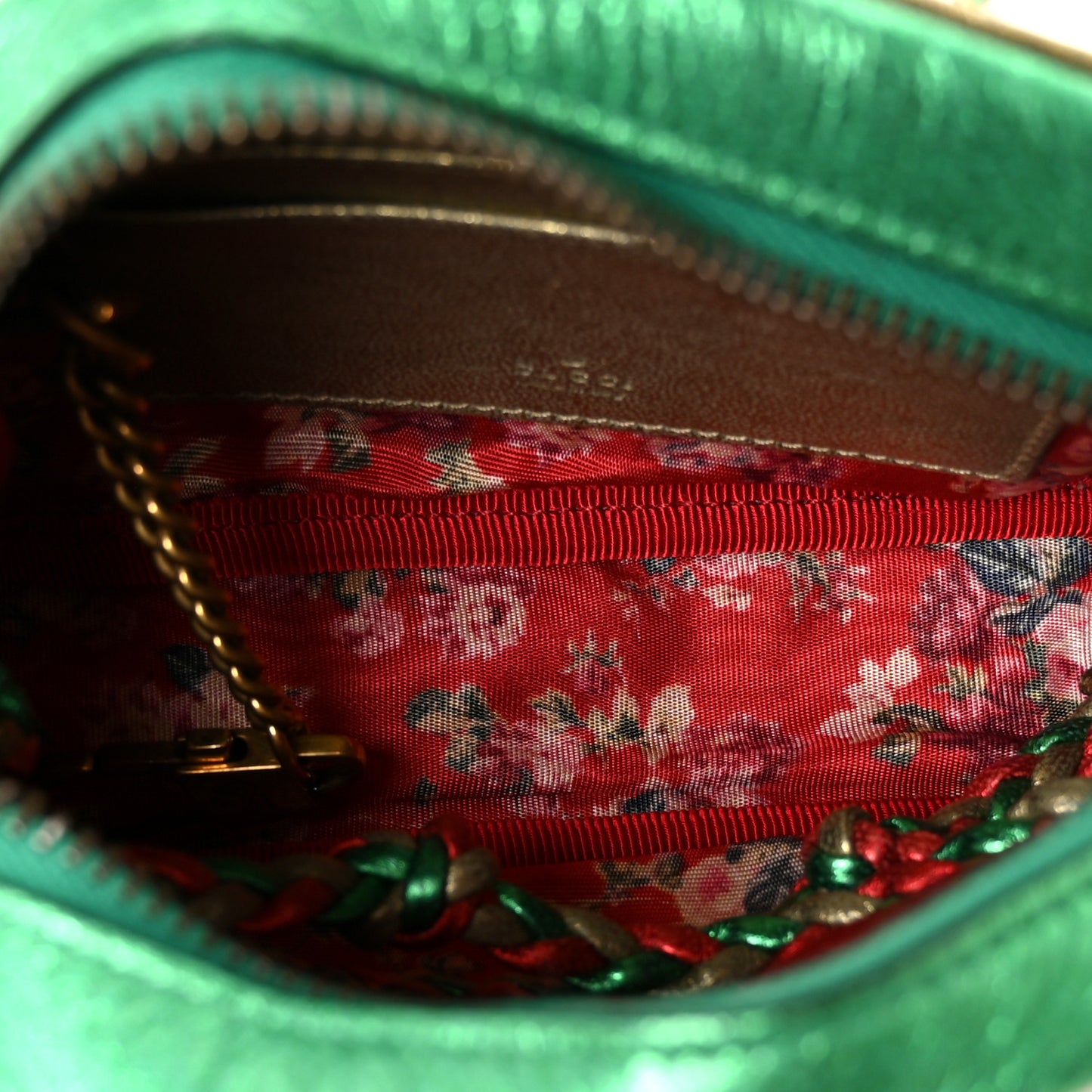 Laminated Nappa Trapuntata Mini Zumi Dome Shoulder Bag Rosso Jasmine Green Rame
