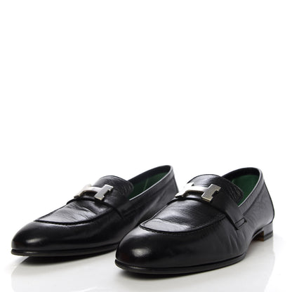 Hermes Goatskin Mens Paris Loafers 38 Black 3 of 10