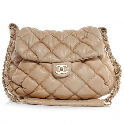 Chanel Leather Small Mini Bubble Quilt Flap Beige 1 of 7