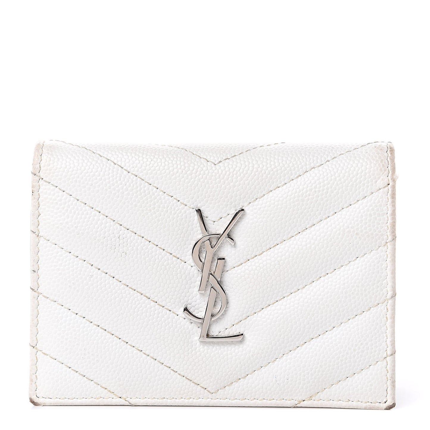 Grain De Poudre Matelasse Chevron Monogram Card Case White