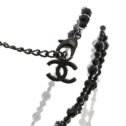 Chanel Crystal Beaded CC Bow Multi Strand Necklace Black 6 of 7
