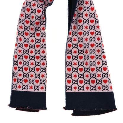 Gucci Wool Cotton GG Monogram MHerry Scarf White 2 of 3