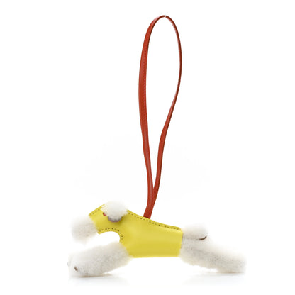 Hermes Milo Lambskin Shearling Budy Charm Lime Cornaline 1 of 5
