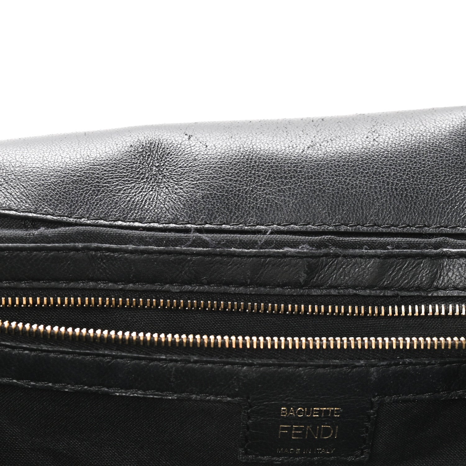 Fendi Nappa FF 1974 Embossed Large Baguette Black 8 of 13