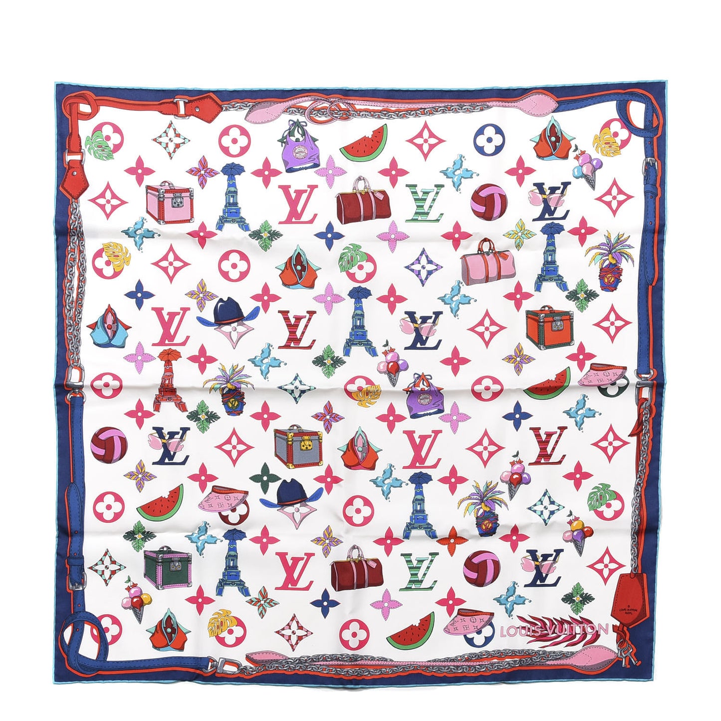 Silk Summer Square Scarf 70 White