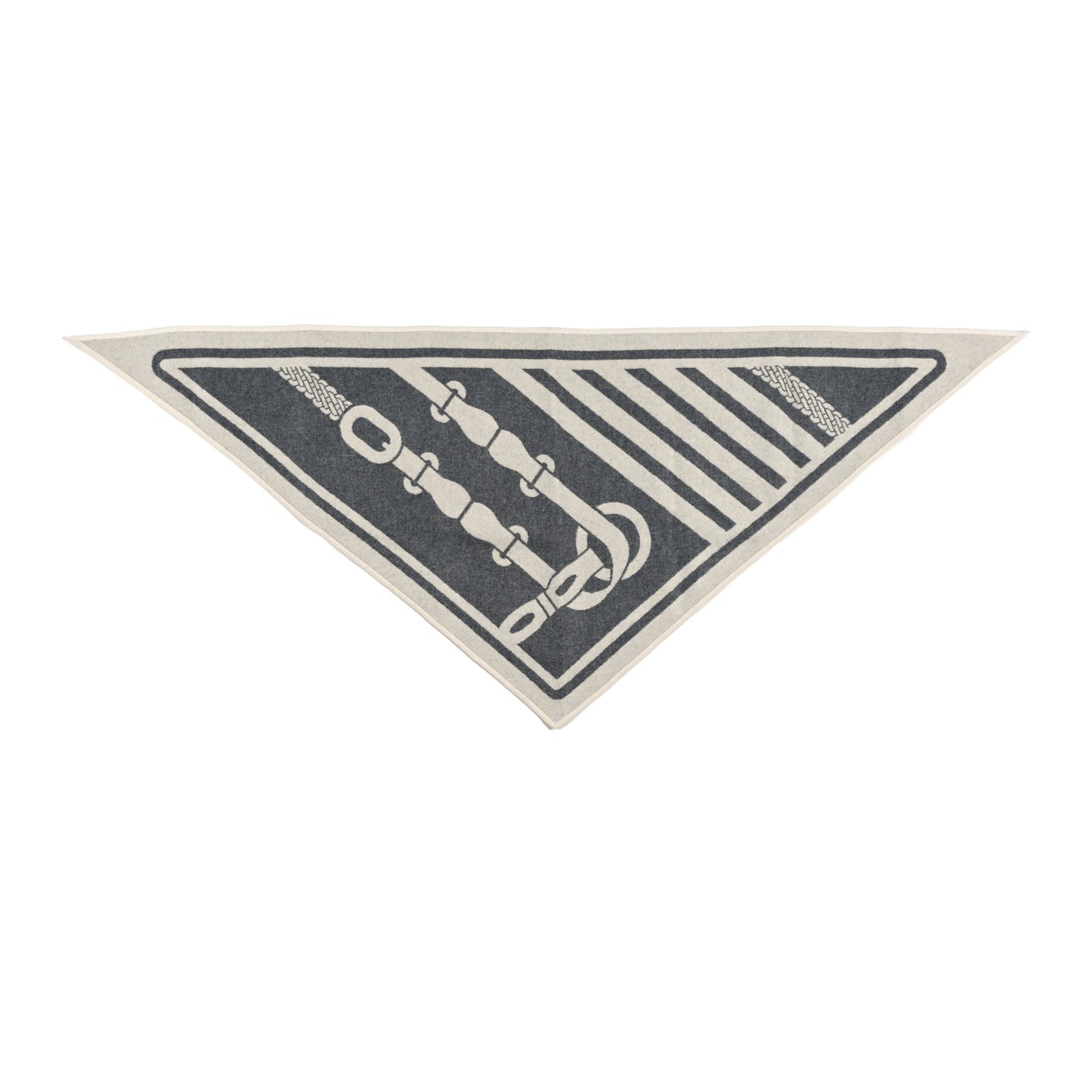 Cashmere Petite Casaque Coaching Giant Triangle Scarf Ivoire Gris Flanelle