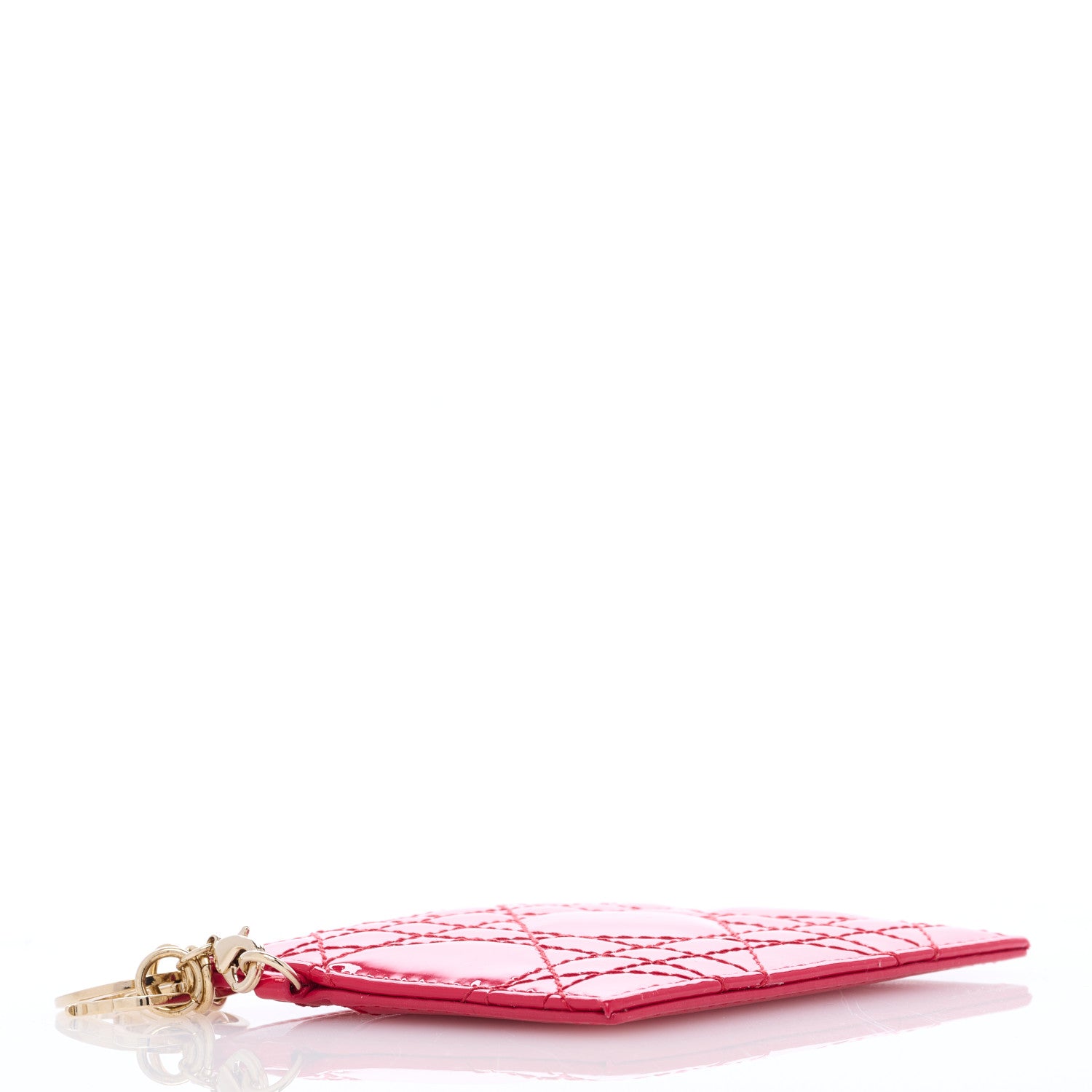 Christian Dior Patent Cannage Lady Dior Card Holder Raspberry 4 of 6