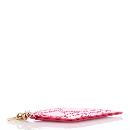 Christian Dior Patent Cannage Lady Dior Card Holder Raspberry 4 of 6