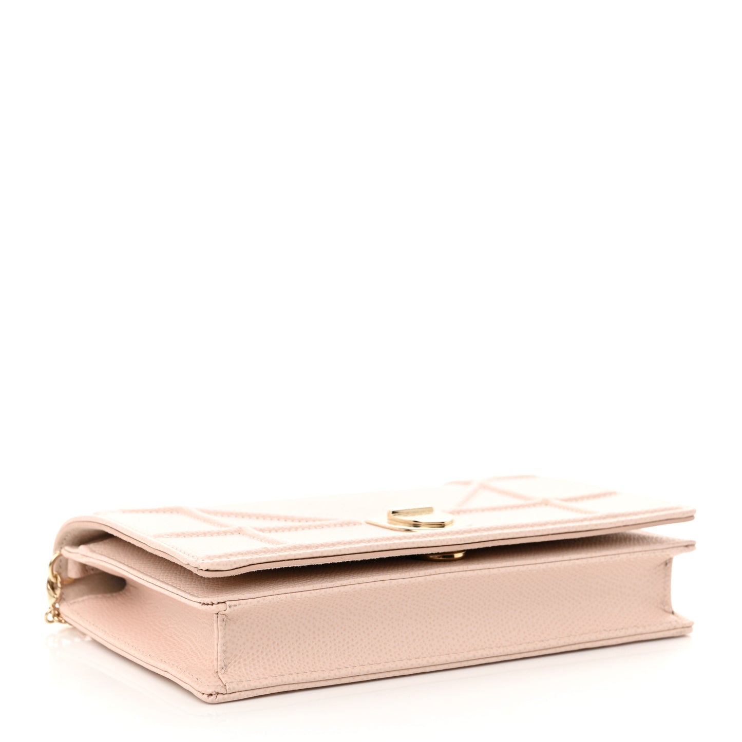 Grained Calfskin Diorama Wallet on Chain Pouch Rose Poudre