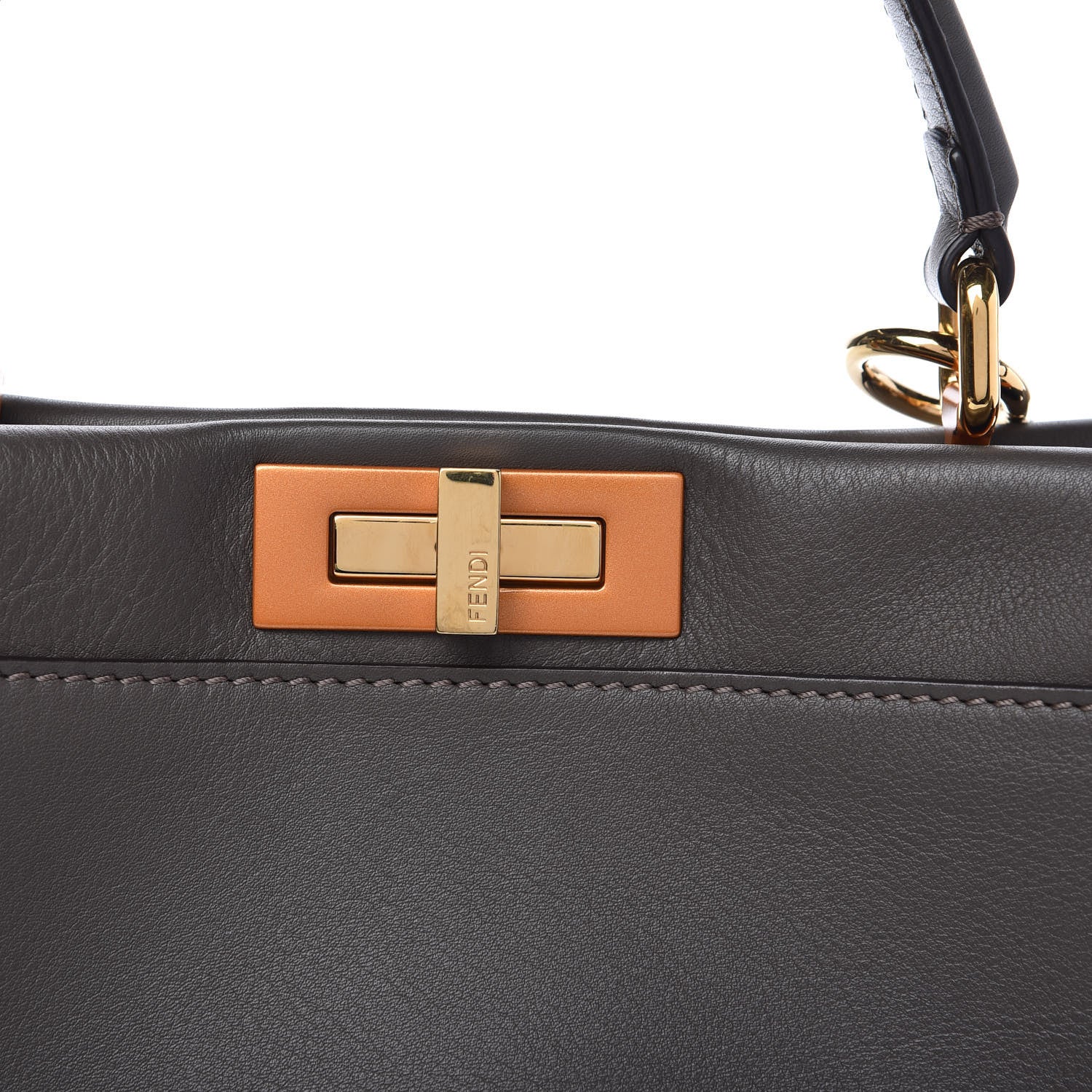 Fendi Vitello Seta Shiny Nappa Medium Peekaboo Iconic Satchel Carbone Blue 10 of 10