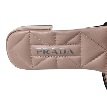 Prada Fabric Logo Embroidered 10mm Slide Sandals 40.5 Black Ninfea 6 of 6