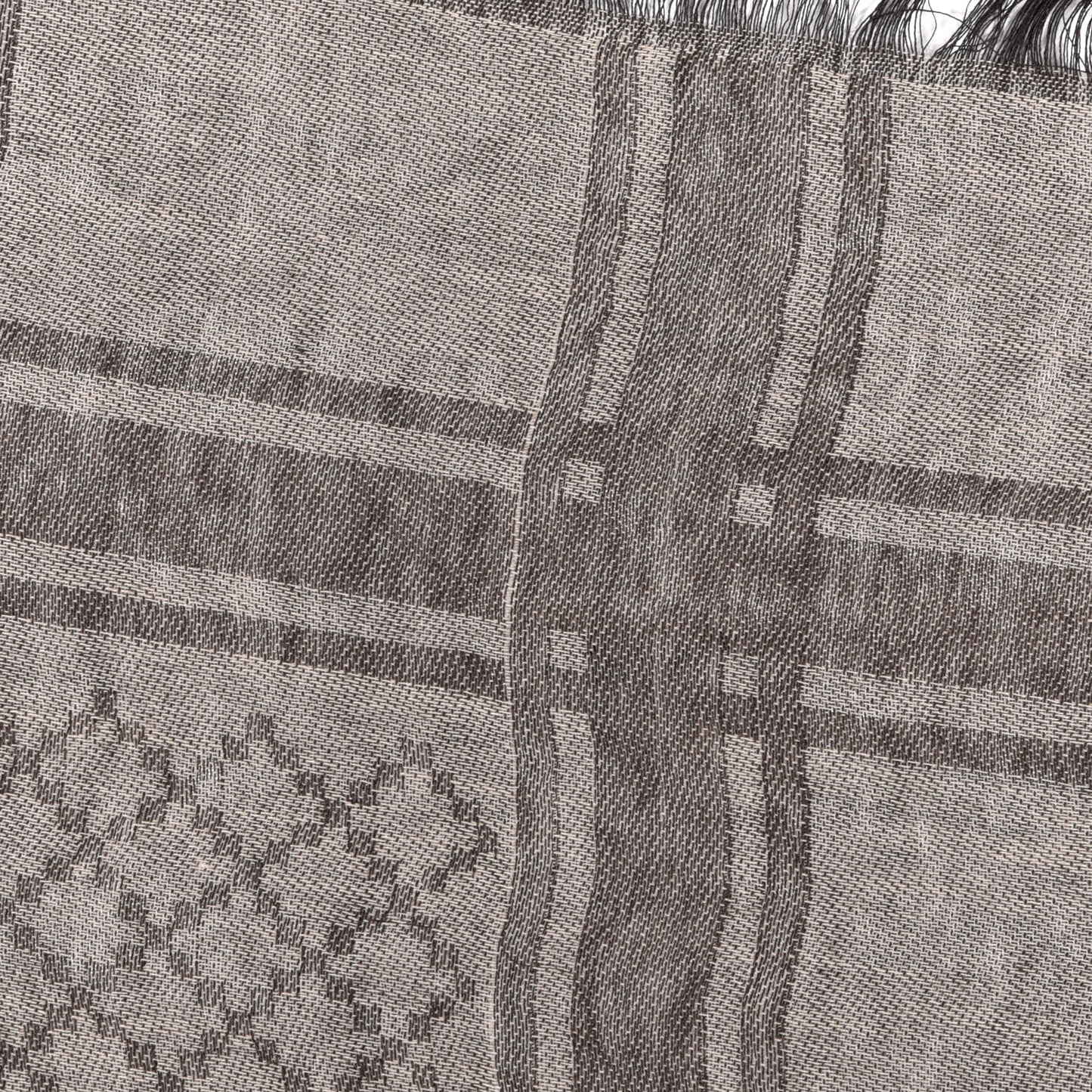 Wool Silk GG Monogram Diamante Plaid Surviee Shawl Beige Dark Brown