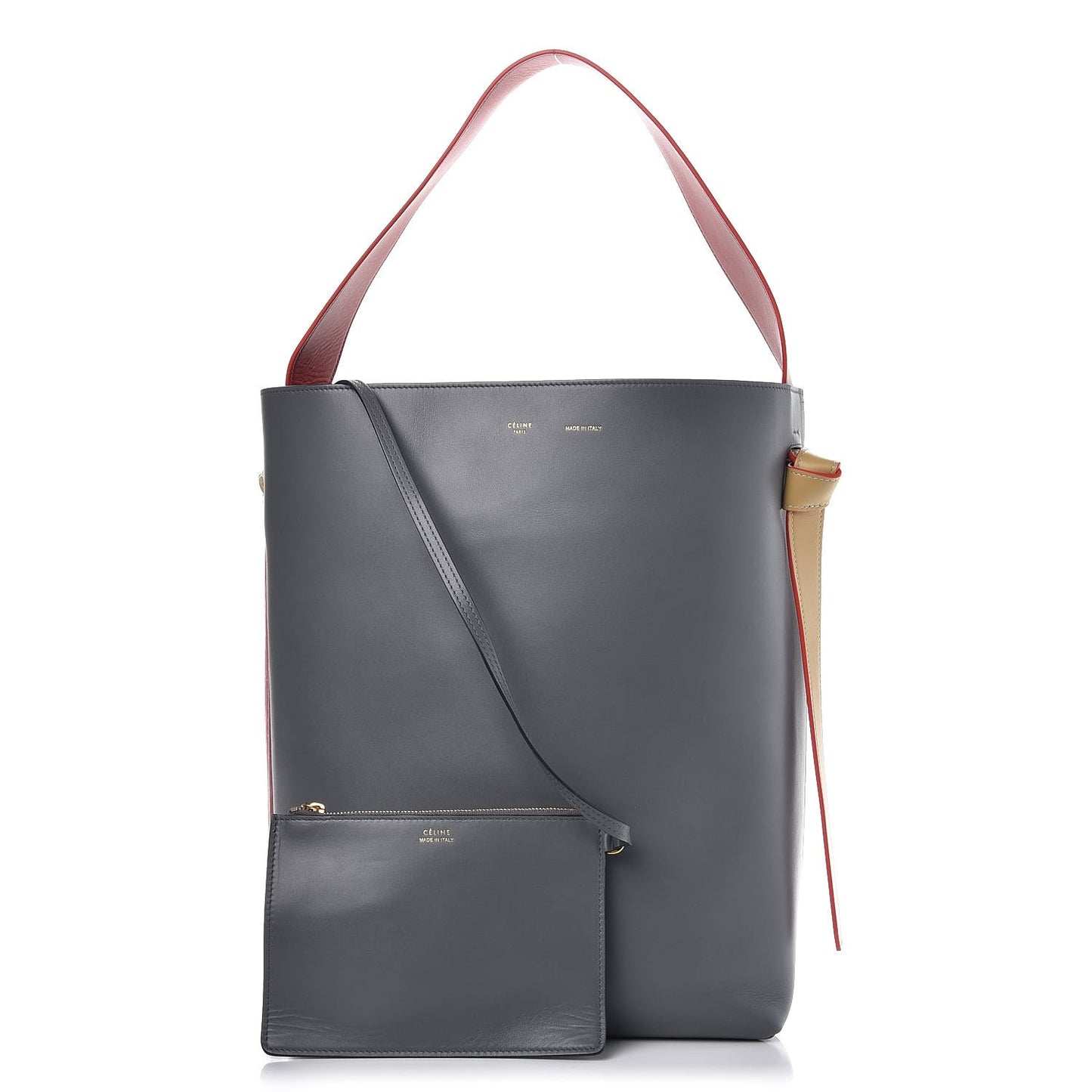 Shiny Smooth Calfskin Small Twisted Cabas Kohl Cloud