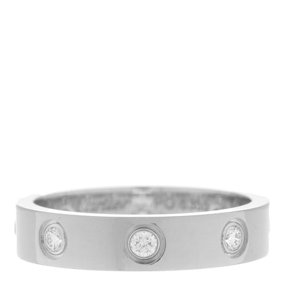 Cartier 18K White Gold 8 Diamond 4mm LOVE Wedding Band Ring 50 5.25 1 of 4