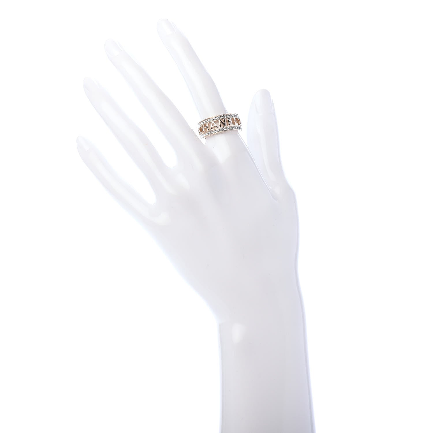 Chanel Metal Crystal Bow-tiful CC Logo Ring 6 Gold 2 of 5