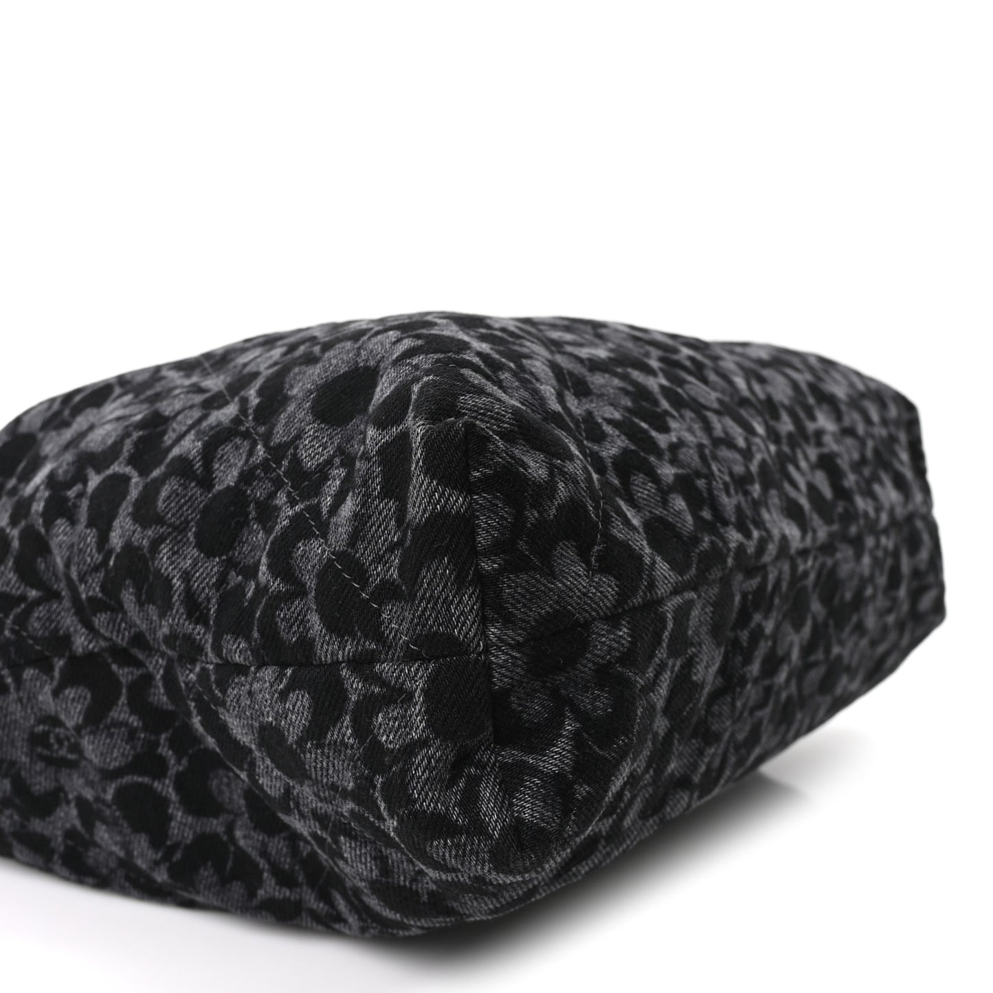 Denim Quilted Floral Print Small Chanel 22 Black