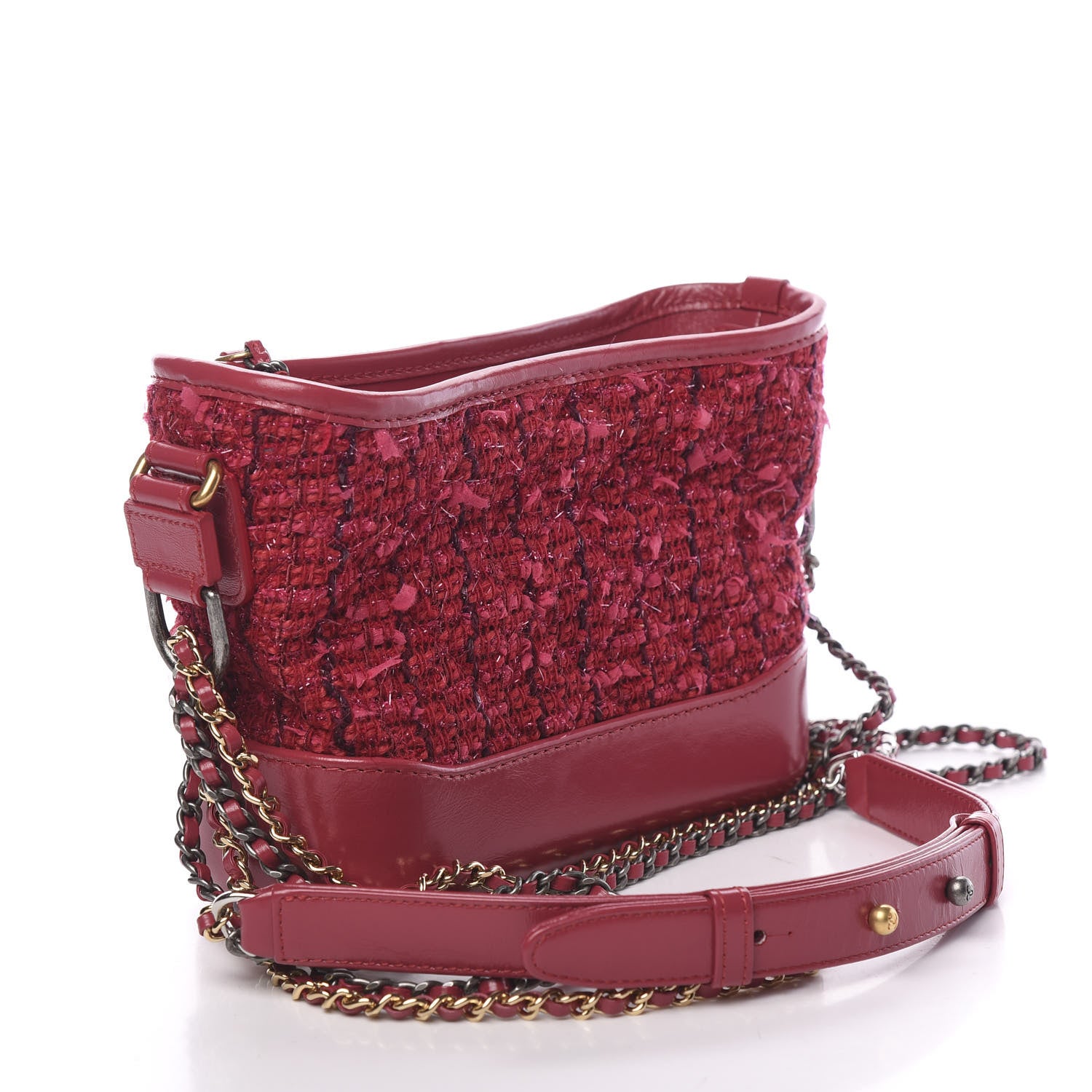 Chanel Tweed Calfskin Small Gabrielle Hobo Pink 2 of 9