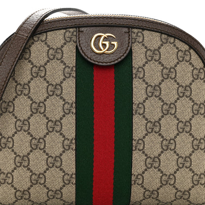 Gucci GG Supreme Monogram Textured Dollar Calfskin Web Small Ophidia Dome Shoulder Bag Beige Ebony New Acero 8 of 11