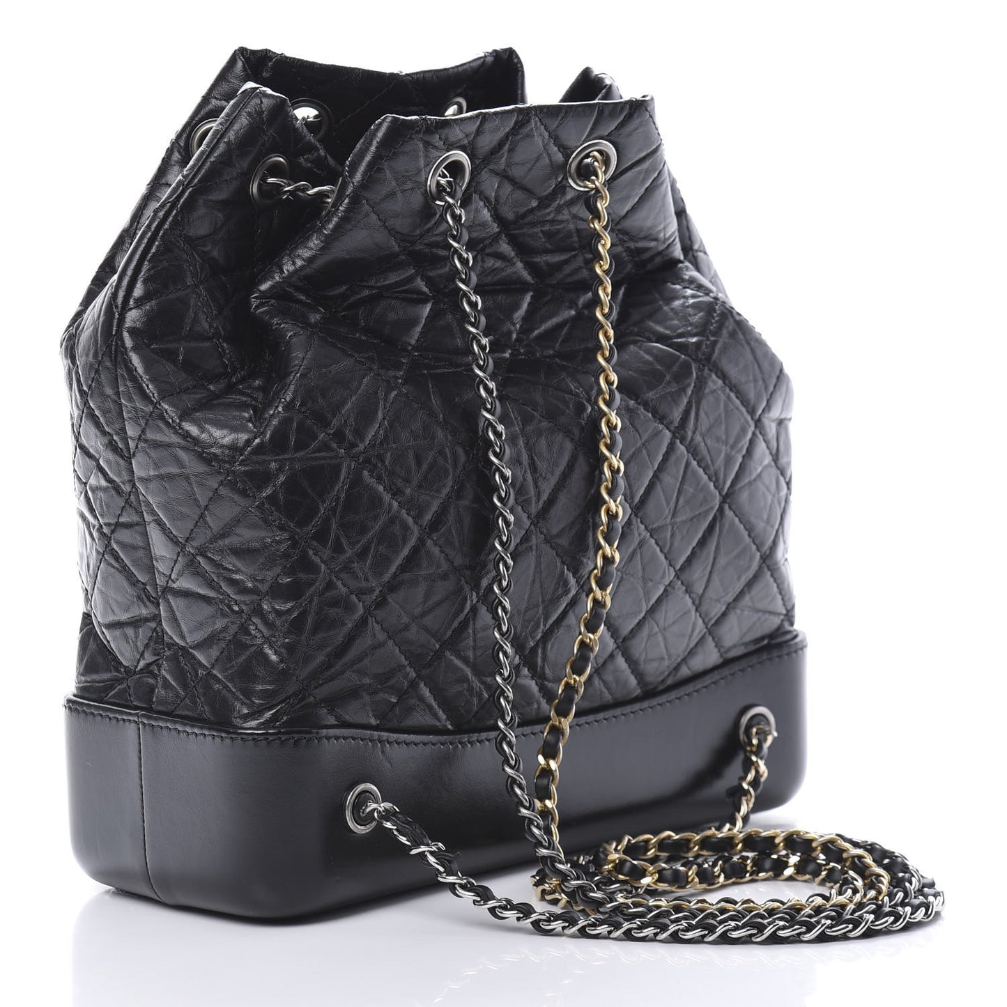 Aged Calfskin Quilted Gabrielle Backpack Black