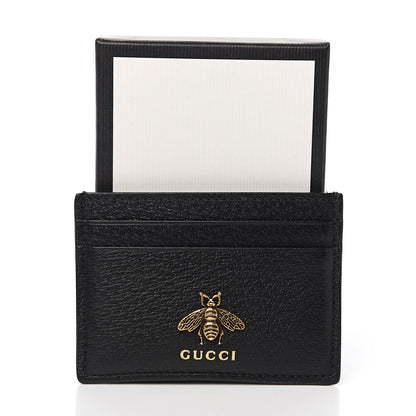 Gucci Pebbled Calfskin Animalier Card Holder Black 6 of 6
