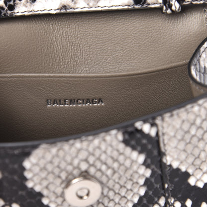 Balenciaga Shiny Calfskin Python Effect Hourglass Top Handle Bag Mini Black White 5 of 10