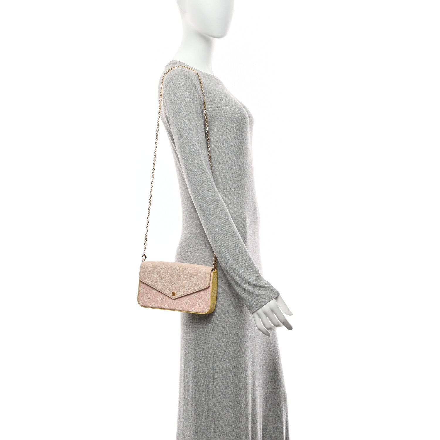 Louis Vuitton Empreinte Spring in the City Felicie Pochette Chain Wallet Pink Beige Yellow 2 of 10