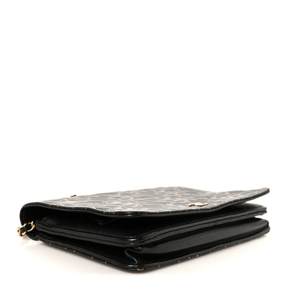 Chanel Lambskin Camellia Embossed Wallet On Chain WOC Black Gold 4 of 11