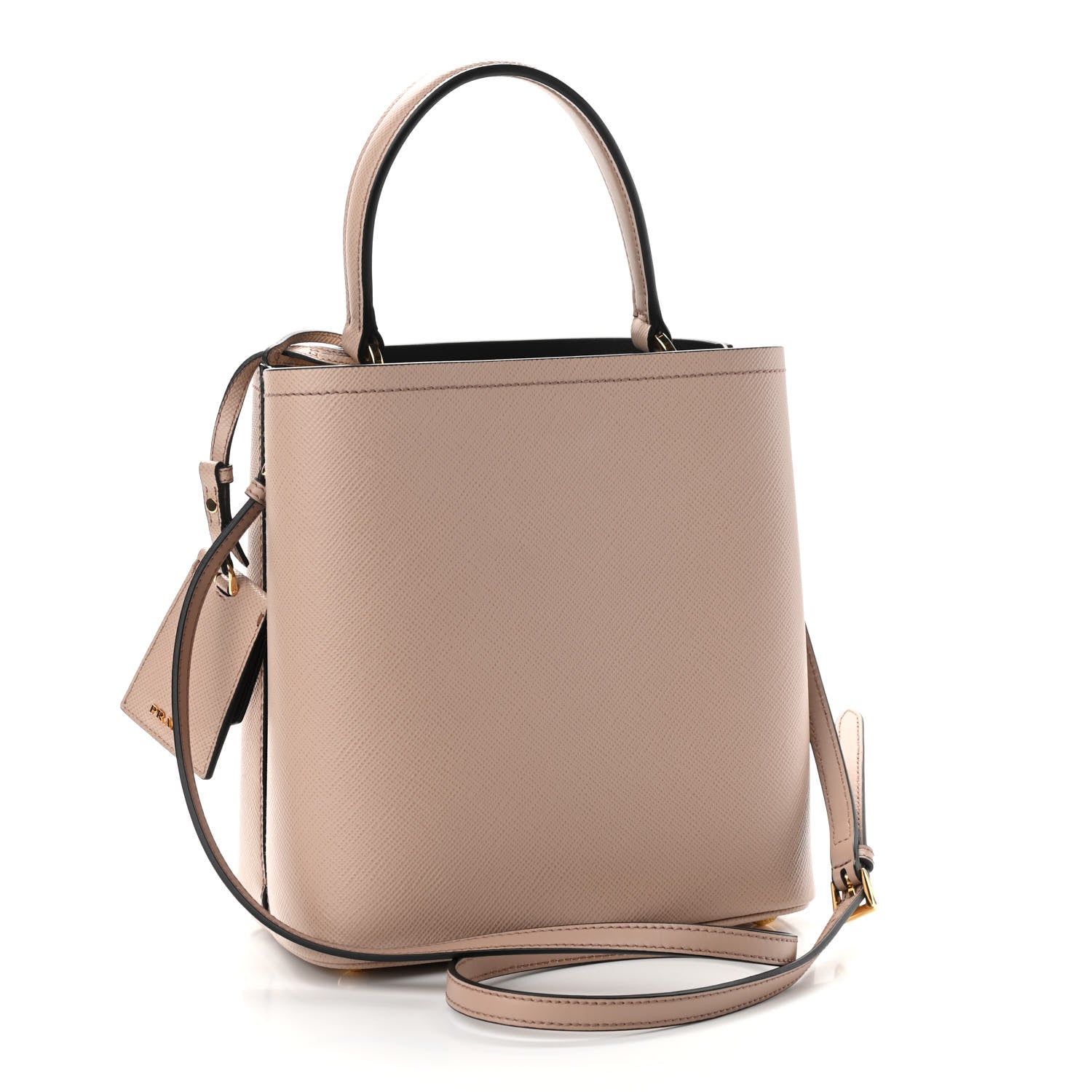 Prada Saffiano Cuir Medium Panier Bucket Bag Cipria Black 3 of 11