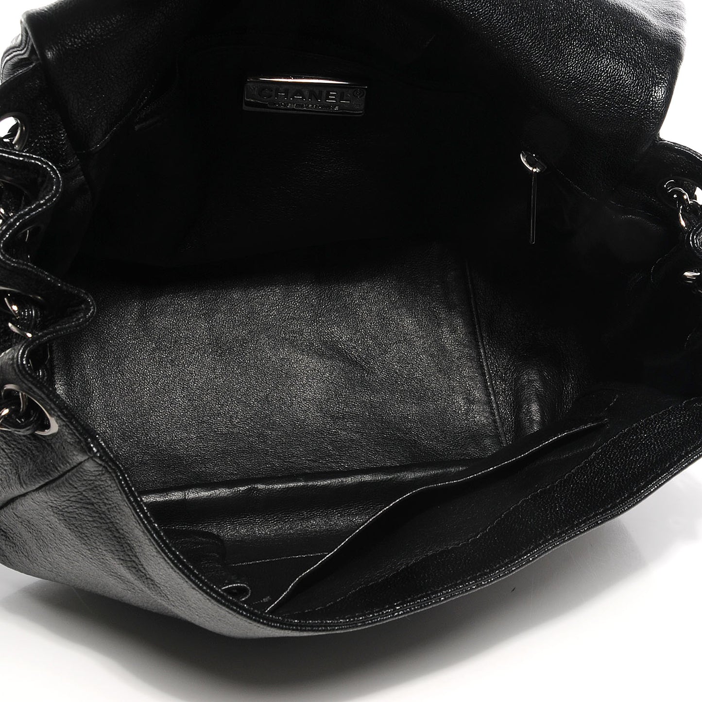 Metallic Goatskin Luxe Ligne Flap Bag Black