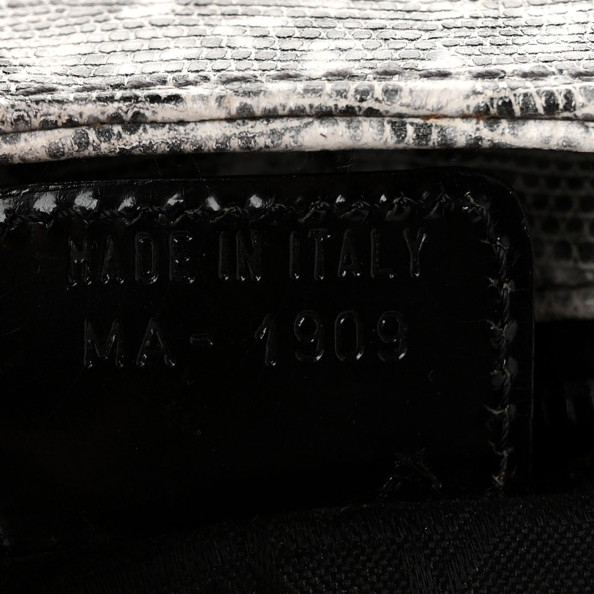 Lizard Medium Lady Dior White Black