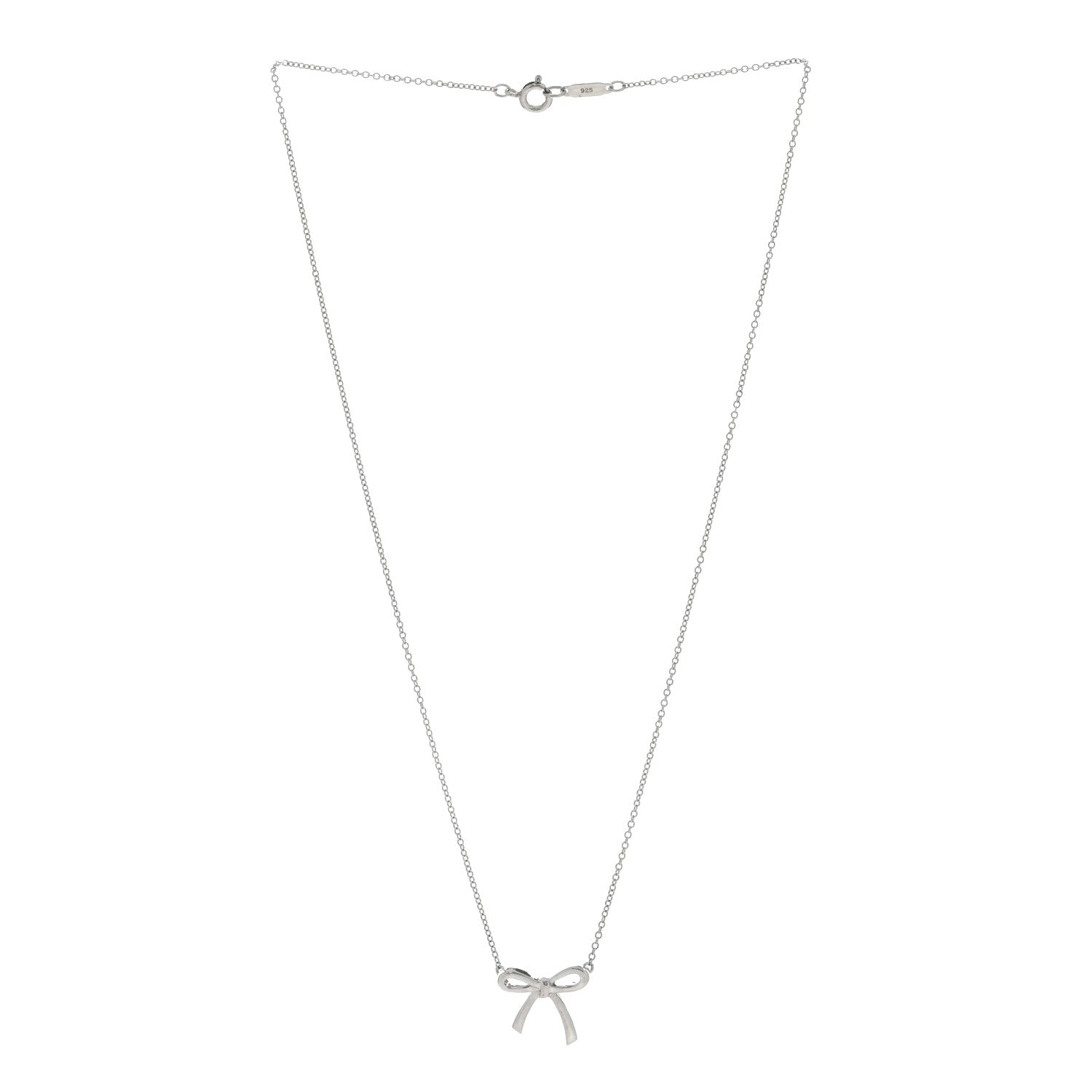 Tiffany Sterling Silver Small Bow Pendant Necklace 3 of 5